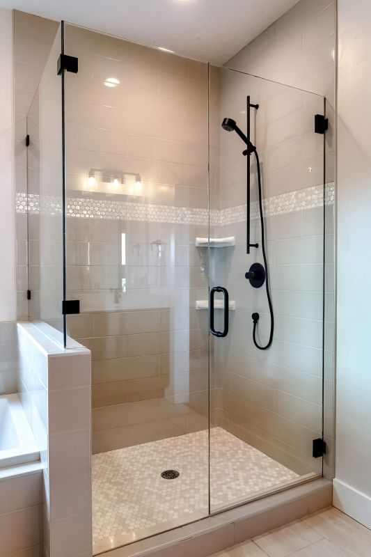 Glass Shower with Modern Hardware